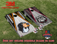 Georgia Bulldogs and Tennessee Split Set Cornhole Board Vinyl Wrap Skins Laminated Sticker Decal Set