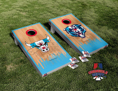 Bulls and Cubs Skyline Wood Cornhole Board Vinyl Wrap Skins Laminated Sticker Set Decal