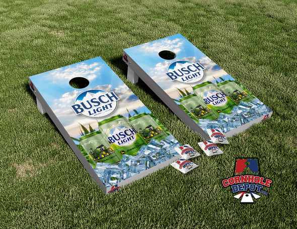 Busch Light John Deere Cornhole Board Vinyl Wrap Laminated Sticker Set Decal