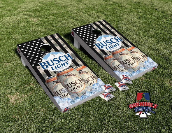 Busch Light American Flag  Cornhole Board Vinyl Wrap Skins Laminated Sticker Set Decal
