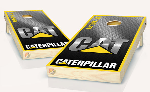 CAT Caterpillar Cornhole Board Vinyl Wrap Skins Laminated Sticker Set Decal