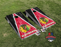 Chicago Blackhawks Washed Wood Cornhole Board Vinyl Wrap Laminated Sticker Set Decal