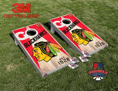 Chicago GO Blackhawks Wood Cornhole Board Vinyl Wrap Laminated Sticker Set Decal