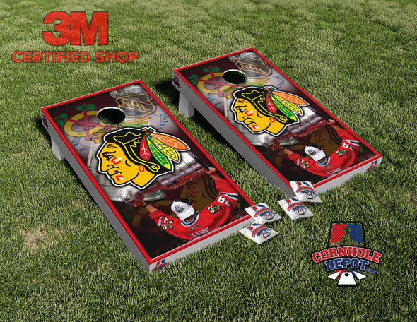Chicago GO Blackhawks Cornhole Board Vinyl Wrap Laminated Sticker Set Decal