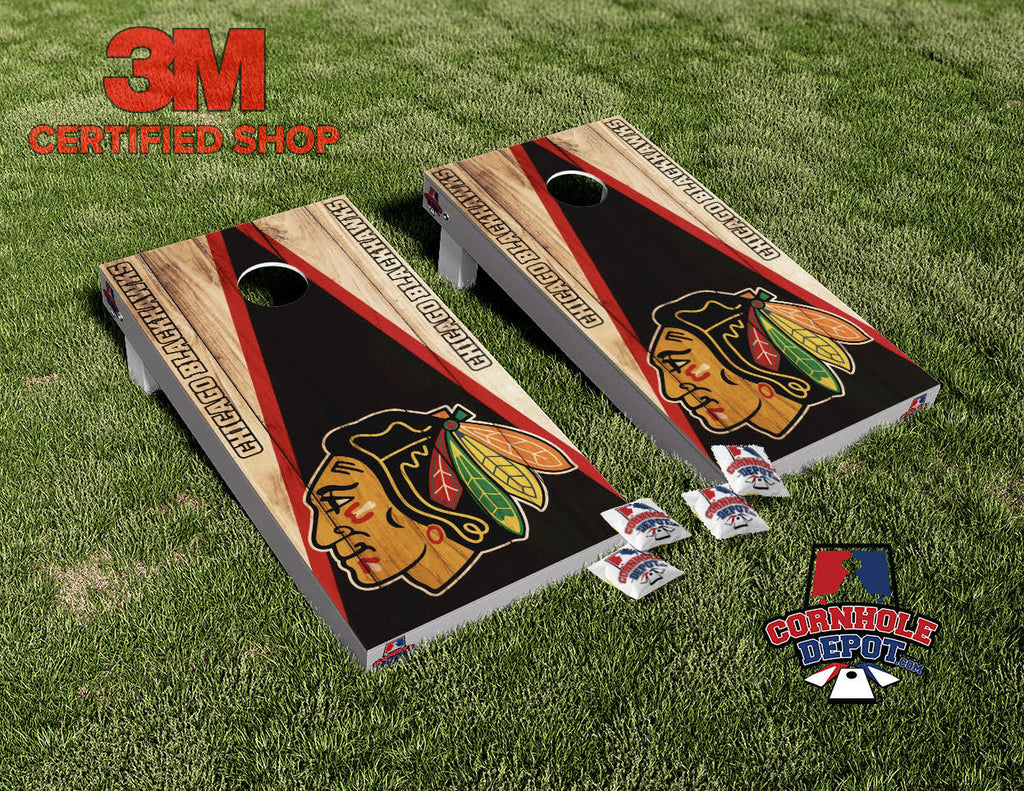 Chicago Blackhawks Cornhole Board Vinyl Wrap Laminated Sticker Set Decal