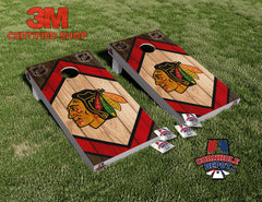 Chicago GO Blackhawks Washed Wood Cornhole Board Vinyl Wrap Laminated Sticker Set Decal