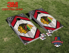GO Chicago Blackhawks Washed Wood Cornhole Board Vinyl Wrap Laminated Sticker Set Decal
