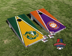 Clemson Tigers and W&M Tribe Split Set Wood Cornhole Board Vinyl Wrap Skins Laminated Sticker Set  Decal