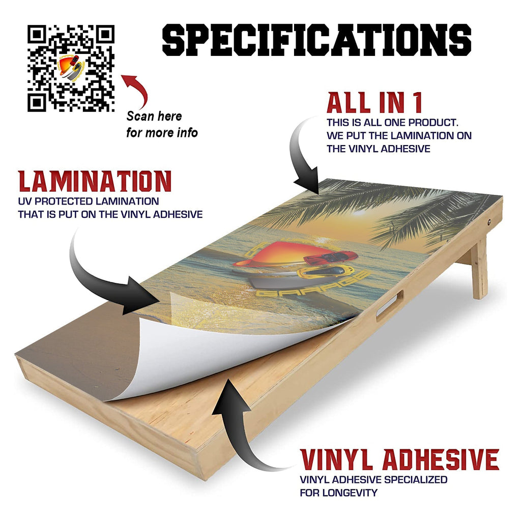Drinking Game Rustic Wood Cornhole Board Vinyl Wrap Skins Laminated Sticker Set Decal