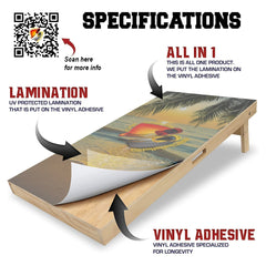 Hunting Deer and Bass Dark Wood Board Cornhole Board Vinyl Wrap Skins Laminated Decal Sticker Set