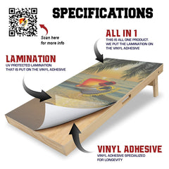 Jumping Fish Boat Fishing Cornhole Board Vinyl Wrap Skins Laminated Set Decal
