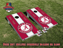 Alabama Crimson Roll Tide Red Cornhole Board Vinyl Wrap Skins Laminated Sticker Set Decal