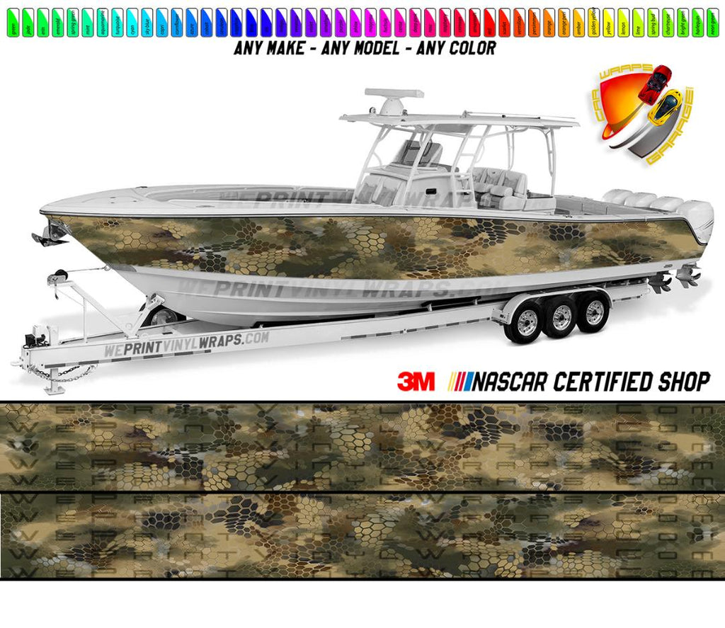 Camo Chameleon  Brown Graphic Vinyl Boat Wrap Decal Fishing Pontoon Sportsman Console Bowriders Deck Boat Watercraft All Boats Decal