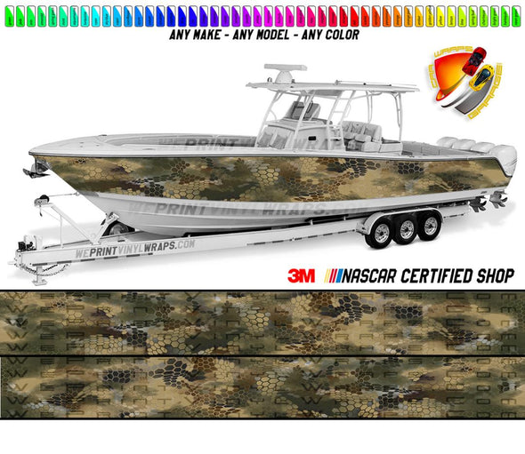 Camo Chameleon  Brown Graphic Vinyl Boat Wrap Decal Fishing Pontoon Sportsman Console Bowriders Deck Boat Watercraft etc..Boat Wrap Decal