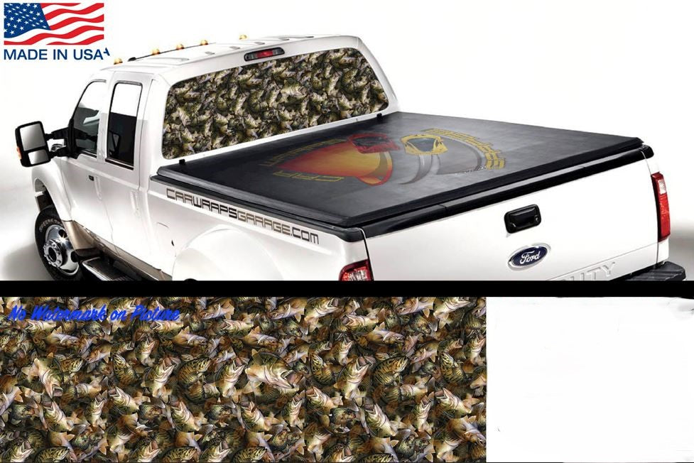 Camo Seabass Hunting Rear Window Perforated Graphic Decal Trucks Cars Campers RV SUV