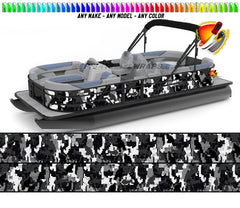Camouflage Black White and Gray Graphic Vinyl Boat Wrap Fishing Pontoon  Sportsman Console Bowriders Watercraft etc.. Boat Wrap Decal