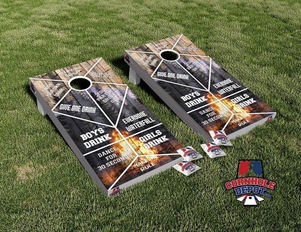 Campfire Wilderness Wood Drinking Game Cornhole Board Vinyl Wrap Skins Laminated Sticker Set Decal
