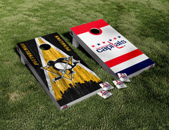 Capitals and Penguins Hockey Cornhole Board Vinyl Wrap Skins Laminated Sticker Set Decal