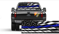 American Flag Thin Blue Line Punisher Rear Window Perforated Graphic Decal Trucks Cars RV SUV Campers