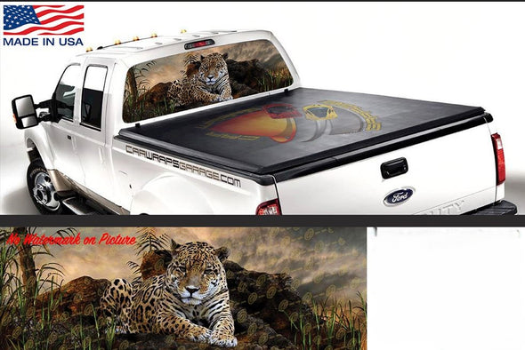 Cheetah Leopard Rear Window Perforated Graphic Decal Trucks Cars Campers