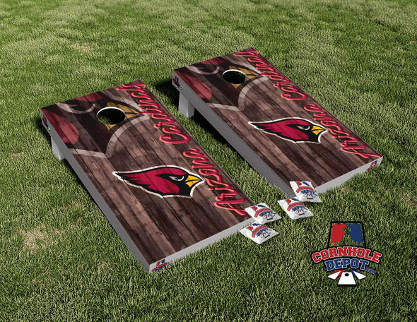 Arizona Cardinals Brown Wood Cornhole Board Vinyl Wrap Skins Laminated Sticker Set Decal