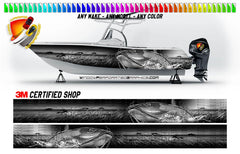 Catfish Freshwater Black Gray and White Graphic Boat Vinyl Wrap Fishing Pontoon Sea Doo Water Sports Watercraft etc.. Boat Wrap Decal