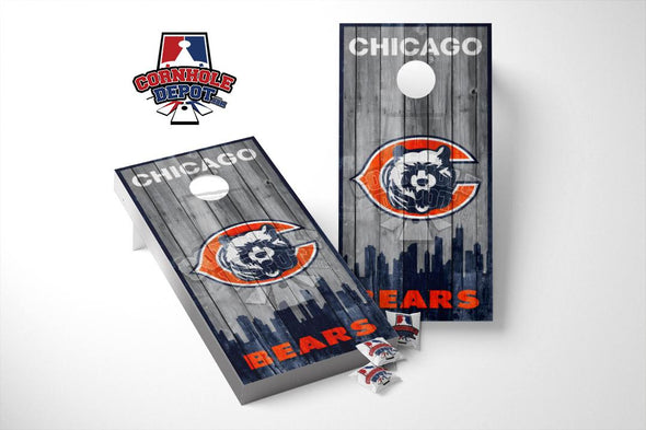 Chicago Bears Blue Washed Cornhole Board Vinyl Wrap Skins Laminated Sticker Set Decal