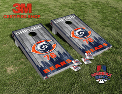 Chicago Bears Skyline Washed Cornhole Board Vinyl Wrap Skins Laminated Sticker Set Decal
