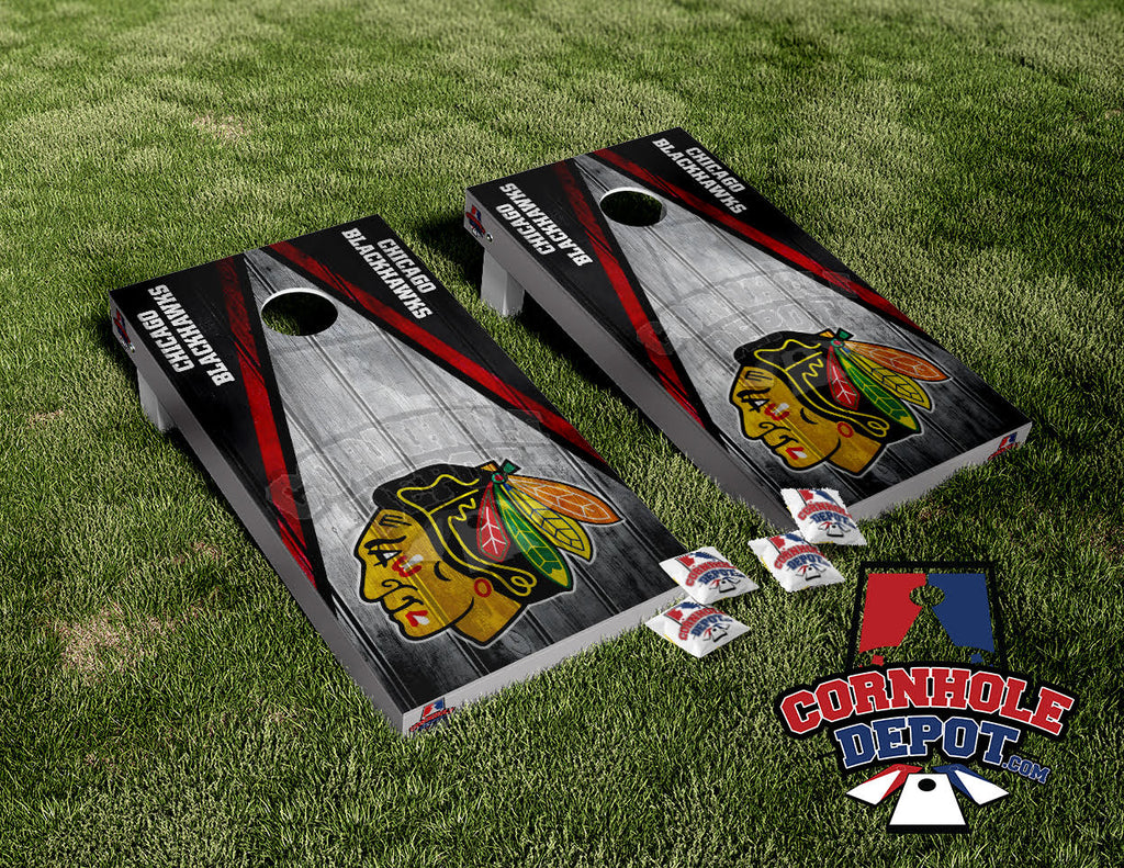 Chicago Blackhawks Washed Cornhole Board Vinyl Wrap Laminated Sticker Set Decal