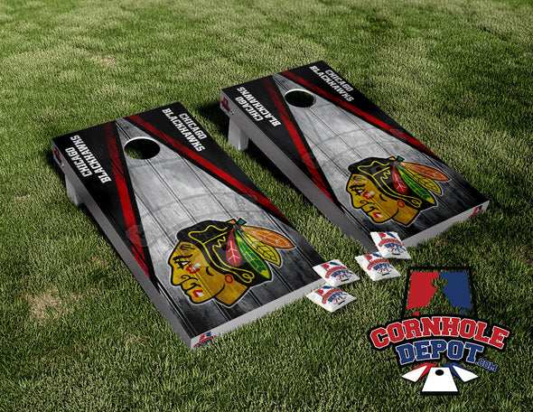 Chicago Blackhawks Washed Cornhole Board Vinyl Wrap Laminated Sticker Set Decal