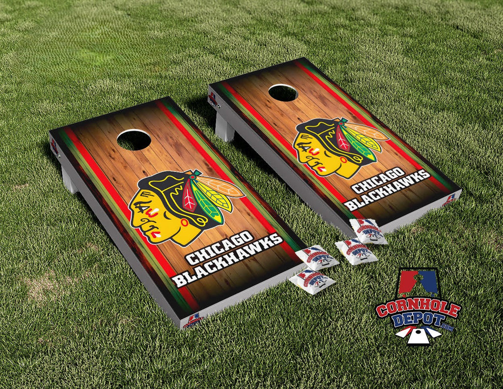 Chicago Blackhawks Wood Cornhole Board Vinyl Wrap Laminated Sticker Set Decal