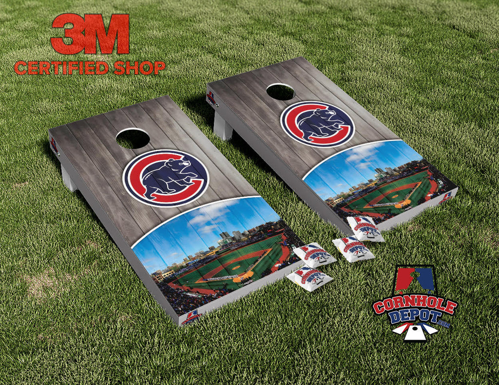 Chicago Cubs Field Cornhole  Board Vinyl Wrap Skins Laminated Sticker Set Decal