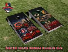 Chicago Cubs and Wisconsin Mash Up Cornhole Board Vinyl Wrap Skins Laminated Sticker Set Decal