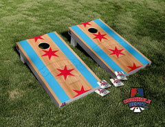 Chicago Flag Wood Cornhole Board Vinyl Wrap Skins Laminated Sticker Set Decal