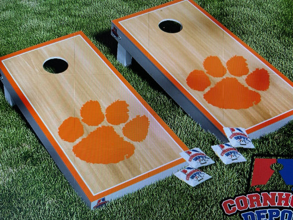 Clemson University Tigers Cornhole Board Vinyl Wrap Skins  Laminated Sticker Set  Decal
