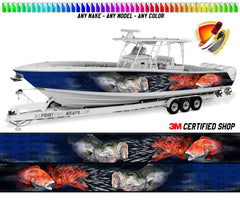 Coral Trout Barramundi and Emperor Fish Graphic Boat Vinyl Wrap Fishing Pontoon Sea Water Sports Watercraft etc.. Boat Wrap Decal