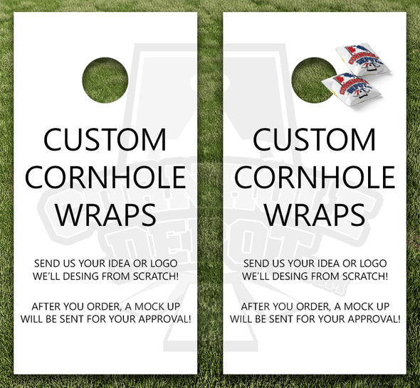 Custom Logo, Sports, Any Design Cornhole Board Vinyl Wrap Skins Laminated Sticker Set Decal