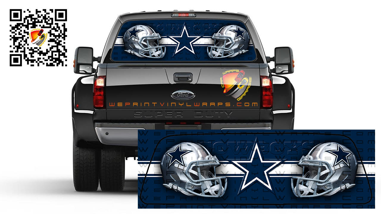 Cowboys Helmet Rear Window Perforated Graphic Decal Sticker Trucks Cam ...