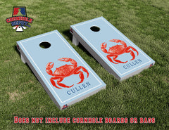 Crab Custom Personalized Blue Cornhole Board Vinyl Wraps Laminated Sticker Set Decal