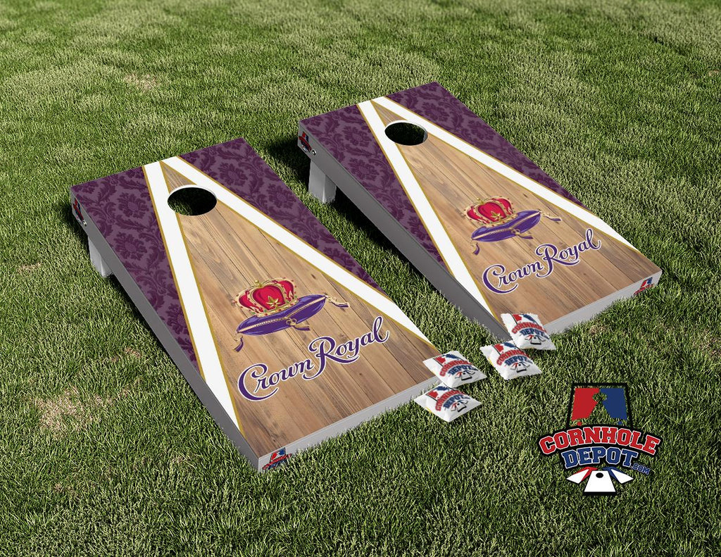 Crown Royal Purple Wood Cornhole Board Vinyl Wrap Skins Laminated Sticker Set Decal