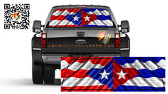 Cuban and Puerto Rican Flag Rear Window Graphic Perforated Decal Vinyl Cars Campers Trucks RV