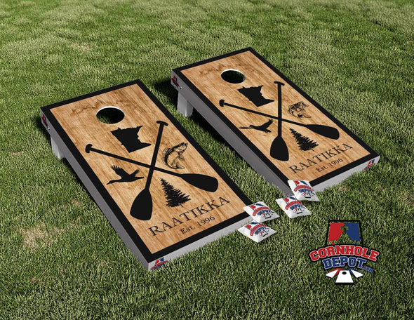 Custom Minnesota Paddles Ducks and Fish Personalized Cornhole Board Vinyl Wrap Skins Laminated Sticker Set Decal Anniversary Wedding Gifts