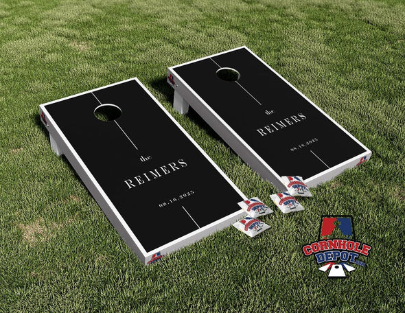 Custom Personalized Name Black White Border Cornhole Board Vinyl Wrap Laminated Sticker Decal Set Wedding, Anniversary, Gifts