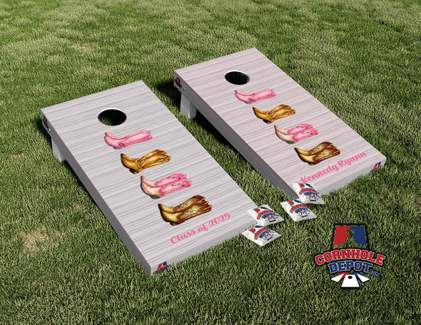 Custom Personalized Name Cowboy Boots Cornhole Board Vinyl Wrap Laminated Set Decal Anniversary Wedding Gifts