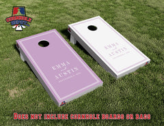 Custom Personalized Name Elegant Lavender and White Cornhole Board Vinyl Wrap Skins Laminated Sticker Set Decal Anniversary Wedding Gifts