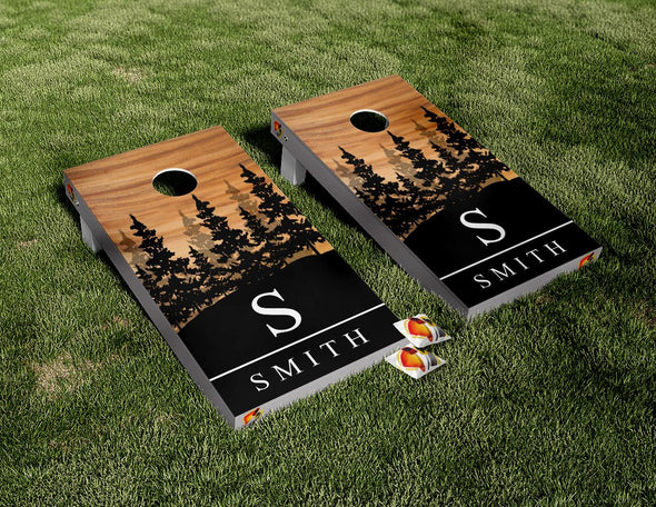 Custom Personalized Name Forest Wood Cornhole Board Vinyl Wrap Skins Laminated Sticker Set Decal Anniversary Gifts Wedding Gifts