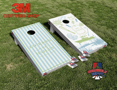 Custom Personalized Name Striped Cornhole Board Vinyl Wrap Laminated Sticker Decal Set Anniversary Wedding Gifts