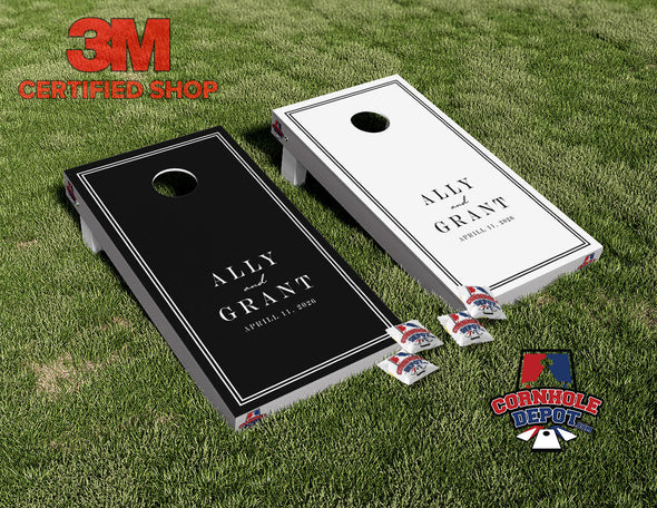 Custom Personalized Name White and Black Cornhole Board Vinyl Wrap Laminated Sticker Decal Set Gifts