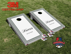 Custom Wedding Personalized Checkered Black and White Cornhole Board Vinyl Wrap Skins Laminated Sticker Set Decal Anniversary Wedding Gifts