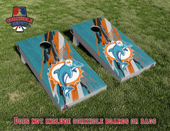 Miami Dolphins Retro Colors Cornhole Board Vinyl Wrap Skins Laminated Sticker Set Decal
